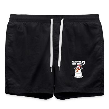 9.Geburtstag Schneemann 9 Jahre Geschenk - Badeshorts - Schwarz - Vorne - AI Model Male 185 light (185cm)