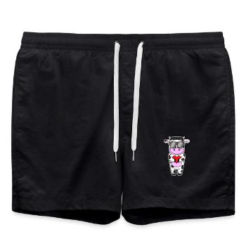 Kuh mit Sonnenbrille und Herz - Badeshorts - Schwarz - Vorne - AI Model Male 185 light (185cm)