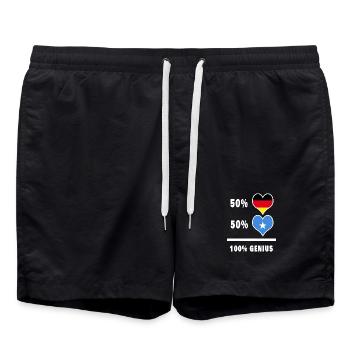 Deutschland und Somalia 100% Genial / Geschenk - Badeshorts - Schwarz - Vorne - AI Model Male 185 light (185cm)