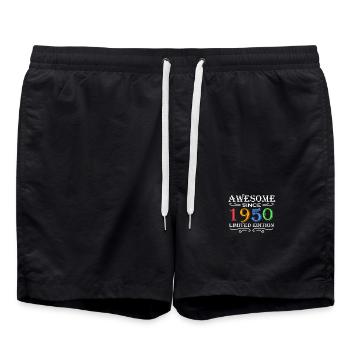 1950 - Jahrgang 1950 - Fantastisch seit 1950 - Badeshorts - Schwarz - Vorne - AI Model Male 185 light (185cm)