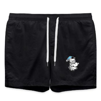 Zèbre avec oreiller et bonnet de couchage - Short de bain - noir - Devant - AI Model Male 185 light (185cm)