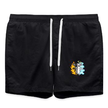 Hund Terrier - Engel und Teufel - Badeshorts - Schwarz - Vorne - AI Model Male 185 light (185cm)