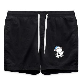 Chat race American Bobtail - Short de bain - noir - Devant - AI Model Male 185 light (185cm)
