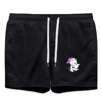 Chat race American Bobtail - Short de bain - noir - Devant - AI Model Male 185 light (185cm)