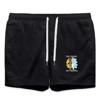 Katze Katzenrasse Bombay - Engel und Teufel - Badeshorts - Schwarz - Vorne - AI Model Male 185 light (185cm)