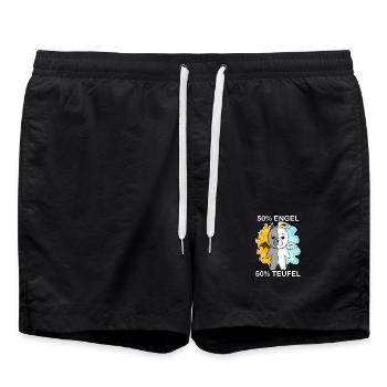 Hund Bichon Frise - Engel und Teufel - Badeshorts - Schwarz - Vorne - AI Model Male 185 light (185cm)