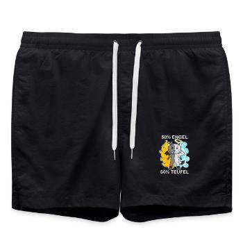 Katzenrasse American Bobtail - Engel und Teufel - Badeshorts - Schwarz - Vorne - AI Model Male 185 light (185cm)