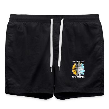 Katze Katzenrasse Burma - Engel und Teufel - Badeshorts - Schwarz - Vorne - AI Model Male 185 light (185cm)