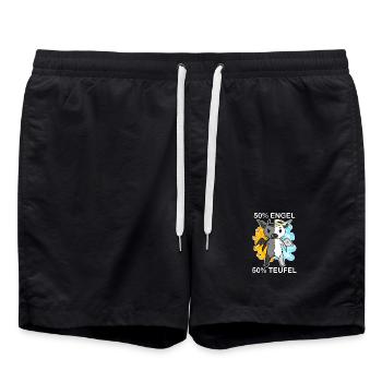 Katze Katzenrasse Chausie - Engel und Teufel - Badeshorts - Schwarz - Vorne - AI Model Male 185 light (185cm)
