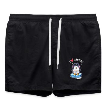Heart Ice Penguin Antarctica Animal Statement Bird - Swim Trunks - black - Front - AI Model Male 185 light (185cm)
