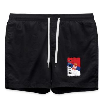 Drapeau serbe vintage - Short de bain - noir - Devant - AI Model Male 185 light (185cm)