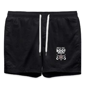 Bootsführerschein Motorboot Geschenk - Badeshorts - Schwarz - Vorne - AI Model Male 185 light (185cm)