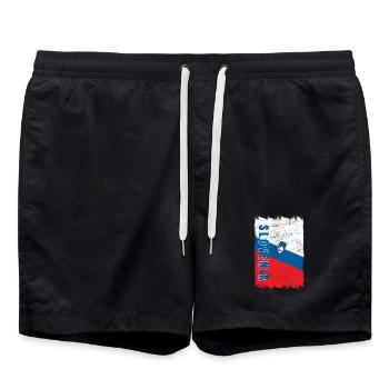 Drapeau vintage de Slovénie - Short de bain - noir - Devant - AI Model Male 185 light (185cm)