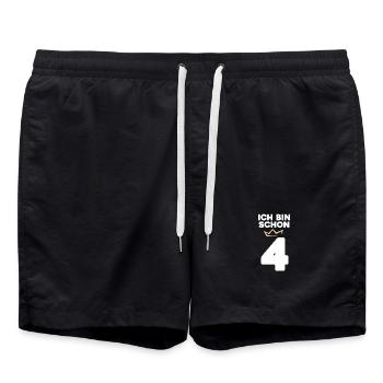 4 Geburtstag - 4 Jahre mit Krone - Badeshorts - Schwarz - Vorne - AI Model Male 185 light (185cm)