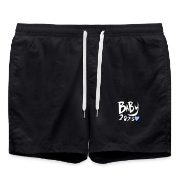Baby 2023 - Geburt Schwanger 2023 Schwangerschaft - Badeshorts - Schwarz - Vorne - AI Model Male 185 light (185cm)