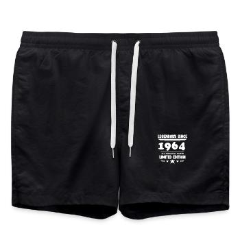 Baujahr 1964 - Jahrgang 1964 - Badeshorts - Schwarz - Vorne - AI Model Male 185 light (185cm)