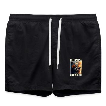 Katze Ich Muss Gar Nichts Nein Nö Faulenzer Katzen - Badeshorts - Schwarz - Vorne - AI Model Male 185 light (185cm)