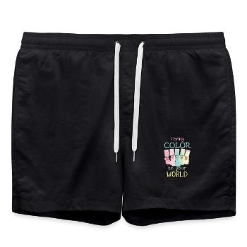 J’apporte de la couleur à votre monde Nail Tech - Short de bain - noir - Devant - AI Model Male 185 light (185cm)