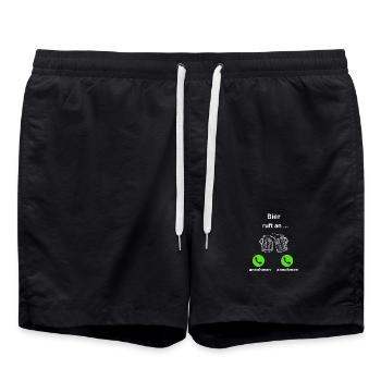 Bier ruft an - annehmen oder annehmen? - Badeshorts - Schwarz - Vorne - AI Model Male 185 light (185cm)