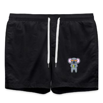 Gay LGBT Tier Koala Regenbogen Herz - Badeshorts - Schwarz - Vorne - AI Model Male 185 light (185cm)