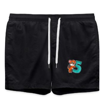 5 Jahre alt - 5 Geburtstag mit Tier Motiv - Badeshorts - Schwarz - Vorne - AI Model Male 185 light (185cm)