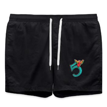 5 Jahre alt - 5 Geburtstag mit Tier Motiv - Badeshorts - Schwarz - Vorne - AI Model Male 185 light (185cm)