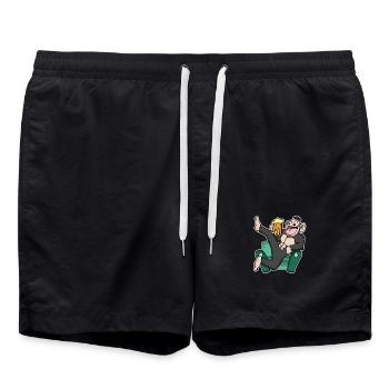 Lustiger Affe trinkt Bier - Badeshorts - Schwarz - Vorne - AI Model Male 185 light (185cm)