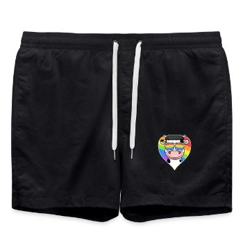 Gay Regenbogen Herz Tier kuh - Badeshorts - Schwarz - Vorne - AI Model Male 185 light (185cm)