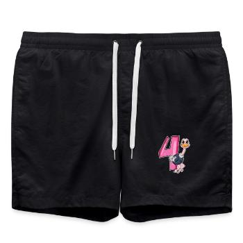 4 years old - 4th birthday with animal motif - Swim Trunks - black - Front - AI Model Male 185 light (185cm)
