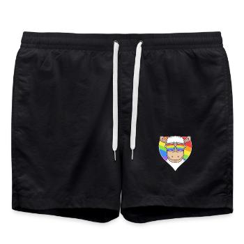 Gay LGBT Animal Mouton Arc-en-ciel Coeur - Short de bain - noir - Devant - AI Model Male 185 light (185cm)