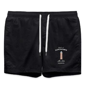 Cuxhaven, Hamburger Leuchtturm an der Alten Liebe - Badeshorts - Schwarz - Vorne - AI Model Male 185 light (185cm)