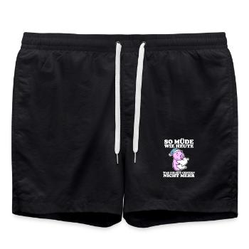 Müde Spruch lustig Schlafen Ausschlafen Faul - Badeshorts - Schwarz - Vorne - AI Model Male 185 light (185cm)