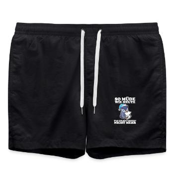 Müde Spruch lustig Schlafen Ausschlafen Faul - Badeshorts - Schwarz - Vorne - AI Model Male 185 light (185cm)