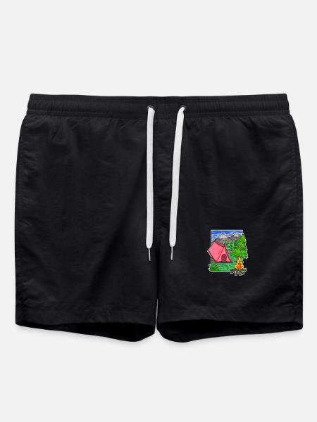 Camping Camping Motif - Swim Trunks - black