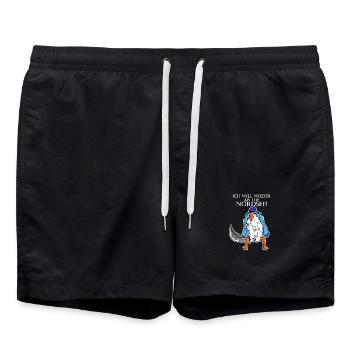 Nordsee Plattdeutsch Spruch Moin Möwe - Badeshorts - Schwarz - Vorne - AI Model Male 185 light (185cm)