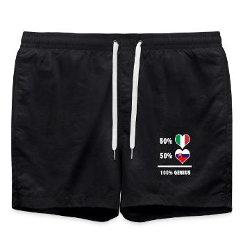 Slowakei und Italien Flaggen 100% genial - Badeshorts - Schwarz - Vorne - AI Model Male 185 light (185cm)