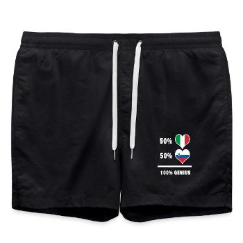 Slowenien und Italien Flaggen 100% genial - Badeshorts - Schwarz - Vorne - AI Model Male 185 light (185cm)