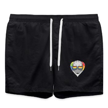 Regenbogen - Hund mit Brille - Pudel - Badeshorts - Schwarz - Vorne - AI Model Male 185 light (185cm)