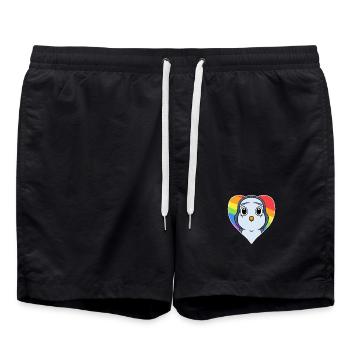 Manchot animal gay au cœur arc-en-ciel - Short de bain - noir - Devant - AI Model Male 185 light (185cm)