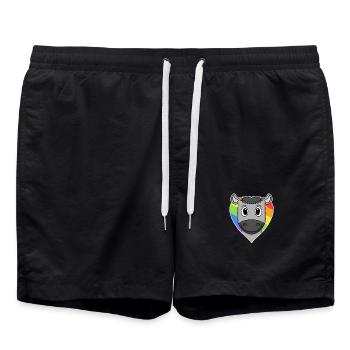 Gay LGBT Animal Donkey Rainbow Heart - Swim Trunks - black - Front - AI Model Male 185 light (185cm)