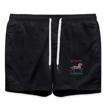 Je peux pas j'ai equitation florale poney cheval - Short de bain - noir - Devant - AI Model Male 185 light (185cm)