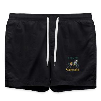 Je peux pas mon cheval m'attend - florale poney - Short de bain - noir - Devant - AI Model Male 185 light (185cm)