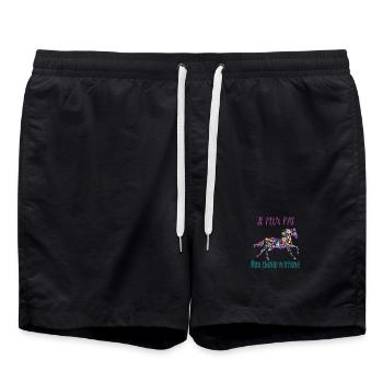 Je peux pas mon cheval m'attend - florale poney - Short de bain - noir - Devant - AI Model Male 185 light (185cm)