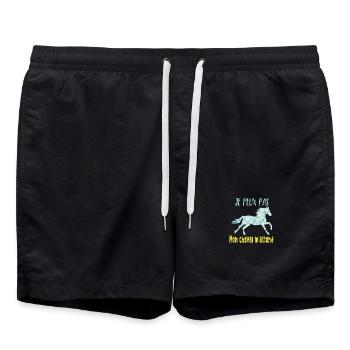 Je peux pas mon cheval m'attend - florale poney - Short de bain - noir - Devant - AI Model Male 185 light (185cm)