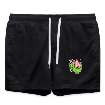 4 ans - 4ème anniversaire avec motif animal - Short de bain - noir - Devant - AI Model Male 185 light (185cm)