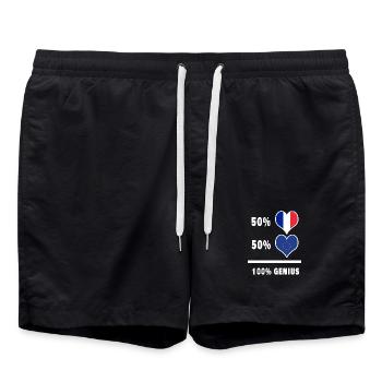 France and Europe 100% awesome Design - Swim Trunks - black - Front - AI Model Male 185 light (185cm)