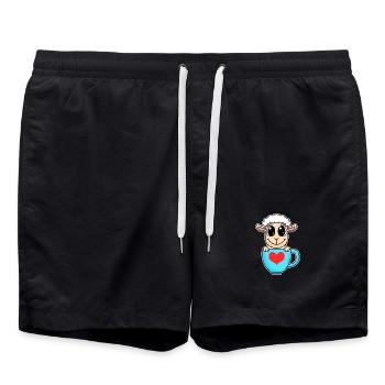 Sheep Heart Coffee Love - Heart Motif - Short de bain - noir - Devant - AI Model Male 185 light (185cm)