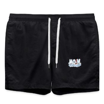 Plattdeutsch Moin Leuchtturm Küste See Meer - Badeshorts - Schwarz - Vorne - AI Model Male 185 light (185cm)
