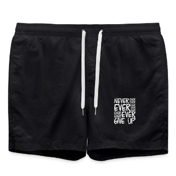 Jamais Abandonner — Typographie Pinceau - Short de bain - noir - Devant - AI Model Male 185 light (185cm)