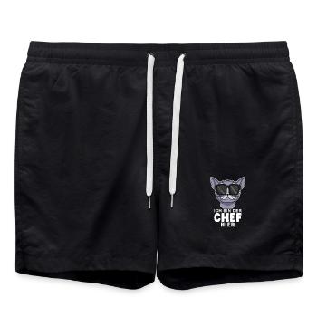 coole Katze - Britisch Kurzhaar Spruch - Badeshorts - Schwarz - Vorne - AI Model Male 185 light (185cm)
